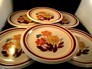 Mioko Stoneware Salad Plates Wild Flower 7.5 Inch Designer Collection  Set of 6 - Picture 1 of 3