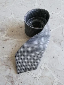 Cravatta jacquard 100% seta argento grigio micro fantasia geometrica Invidia - Foto 1 di 12