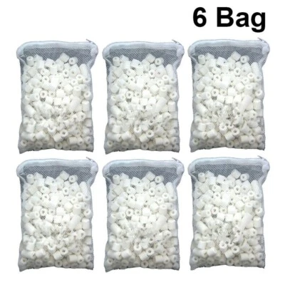 WAVE POINT 6 lbs New Bio Ceramic Rings in 6 Free Bags for Aquarium Fish Canister Filter