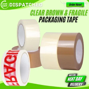 Clear/Brown Strong Parcel Tape – Durable Packing & Carton Sealing Tape 48mm x 66 - Picture 1 of 4