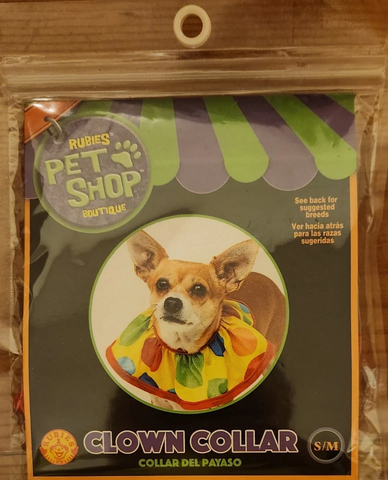 Coleira palhaço Rubies Pet Shop Boutique cachorro tamanho P/M Halloween  - Imagem 1 de 2