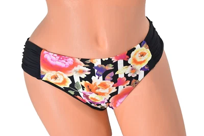 Parte inferior de bikini retro floral lateral acanalado rosa Seafolly Romeo para mujer talla 6 nueva con etiquetas Foto 1 de 4