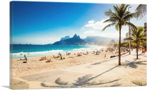 ARTCANVAS Mexican Beach Palm Trees Vacation Resort Canvas Art Print - Picture 1 of 11