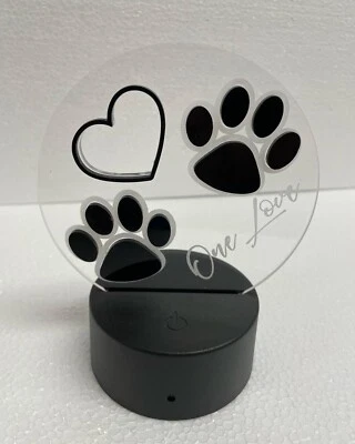 LAMPADA 3D LED  7 colori One Love con Telecomando Impronta Cane Cuore NEW - Immagine 1 di 4