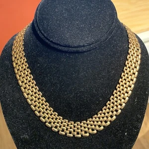 VTG Gold Tone Chainmail Bib Graduated Layered Link Necklace Cleopatra Statement - Picture 1 of 12