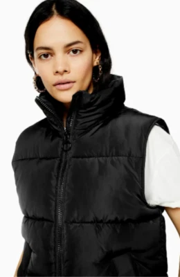 Chaleco acolchado TOPSHOP Ida, negro, talla M Foto 1 de 3