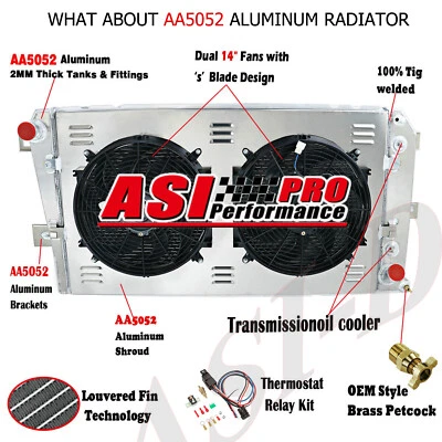 ASI 2 Row Radiator Shroud Fan for 2001-05 Chevy Silverado/GMC Sierra 2500HD 3500 - Image 1 of 4