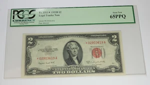 1953 B PCGS Currency Gem 65 PPQ $2 Two Dollar Red Seal Star Note FR 1511 #54781F - Picture 1 of 2
