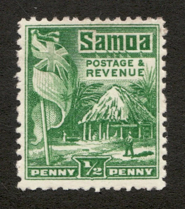1921 Samoa - Sc# 142 - ½ Penny, British Flag and Samoan House - MH Cv$5.50 - Image 1 of 1