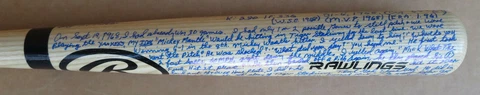 Detroit Tigers Denny McLain signed bat Mickey Mantle Gift HR, Scorebook, &   JSA Cover