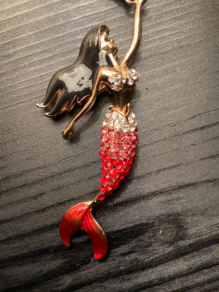 Betsey Johnson Red with Red Tail Mermaid Necklace  - Image 1 of 4