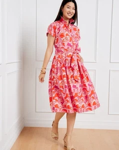 Vestido Camisa Talbots Sutton - Encantador Floral Talla 6 Naranja Rosa NUEVO - Imagen 1 de 11