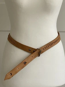 Retro Echtleder  Gürtel Gr 80-95  Hellbraun Metallschnalle  Ausgefallen - Bild 1 von 11