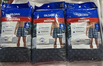 Lot of 3- 4 Packs Gildans Men’s Woven Boxers Sz 2X - Image 1 of 3
