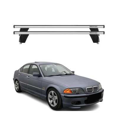 Barras transversales de techo de punto fijo gris aluminio para BMW Serie 3 E46 1999-2007 sedán 2X Foto 1 de 4