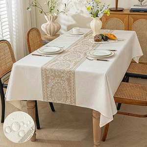 Vintage Rectangle Tablecloth Linen Table Cover Stain Resistant Table Cloths - Foto 1 di 29