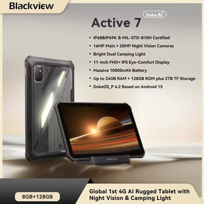 Global Blackview Active 7 Rugged Tablet 8GB+128GB 11'' 10000mAh 45W Android 15 - Image 1 of 4