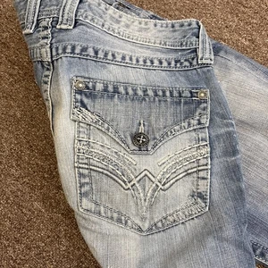 Affliction Black Cooper Size 32*x32 Blue Regular Relazed Boot Jeans - Picture 1 of 16