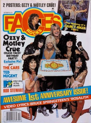 Faces Rocks Magazine October 1984 Ozzy, Motley Crue, Quiet Riot, Ted Nugent Cars - Image 1 of 4