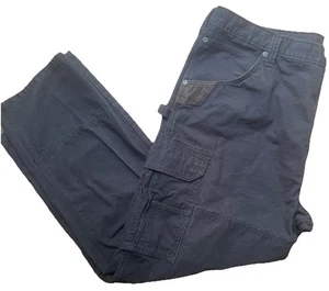 Wrangler Workwear Carpenter Pant Men's 42 x 30” Black Canvas Work Cargo Rip Stop - Picture 1 of 13