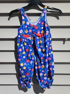 Vintage Girl 2T Floral Colorful Romper Jumpsuit Strappy Spring SUMMER Pockets - Picture 1 of 3