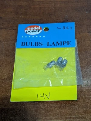 Model Power - HO Scale - #341 - 14V/70ma - Screw-In Type Light Bulb (3) - NOS - Image 1 of 3
