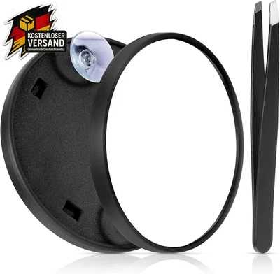 Vergrößerungsspiegel 5-fach mit Saugnäpfen 9cm Make-up Reise Kosmetik Schwarz - Bild 1 von 4
