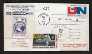 1971 US rocket mail RRI volo XXXI, UN FDC, Apollo 14, Schmiedl - EZ 143C1h - Foto 1 di 2