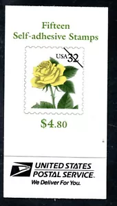 US Scott #BK241, Complete booklet of 15ea. 32 cent "Yellow Roses" Stamps - Picture 1 of 1