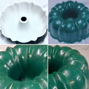 VINTAGE ALUMINIUM GRÜN GERIFFELT BÜNDEL KUCHENROHRPFANNE 10 ZOLL 12 TASSEN SIEHE BILDER - Bild 1 von 6
