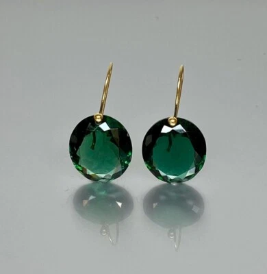 Green Tourmaline Earrings 925 Sterling Silver Oval Dangle Earrings Gift For Her - Image 1 of 4