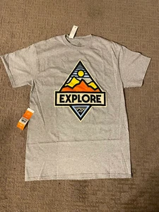 Explore Diamond Gray Short Sleeve Crew Neck T-Shirt Size M 38/40 - Picture 1 of 2