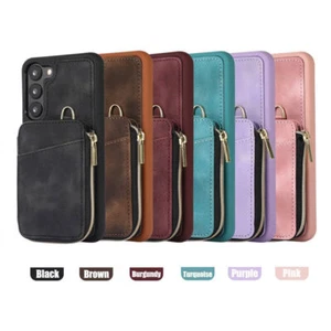 Zipper Card Wallet Phone Case For Samsung S20 S21 S22 S23 Ultra S20 FE S21 FE 5G - Picture 1 of 72