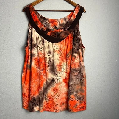 Serenade New York Floral Tank Top Watercolor Abstract Artsy Sleeveless Size3X - Image 1 of 4