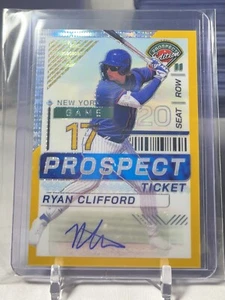 2024 Panini Prospect Ryan Clifford Gold Refractor Parallel 10/10 New York Mets - Picture 1 of 2