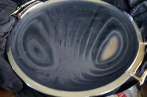 Mid Century Kromex Round Serving Platter with Gold-tone Handles - Picture 1 of 4