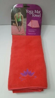 Lotus Yoga Mat Towel Pink 24 x 68 Soft Hot Yoga Traditional Practices - New - Image 1 of 2