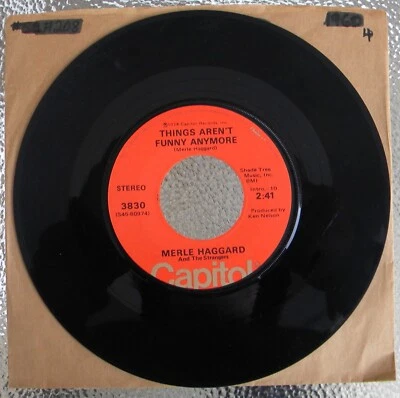 Merle Haggard 45 RPM Record-Things Aren't Funny Anymore - Image 1 of 2