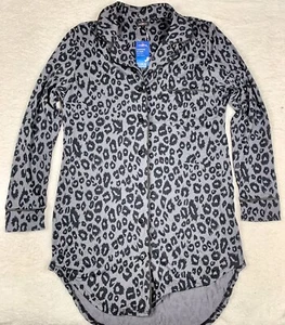 Cosabella Black Animal Print Pima Cotton Night Shirt Gown Long Sleeve Womens S - Picture 1 of 10