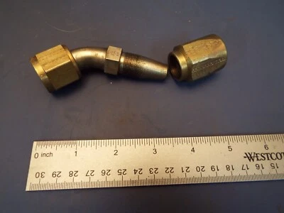 Parker 23720-10-10 Field Install 45° Elbow Female Swivel JIC-10 to 1/2" Hose - Image 1 of 4