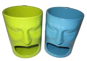 BIA Cordon Bleu Screaming Snack and Drink Mugs Blue & Green Set of 2 - Picture 1 of 12