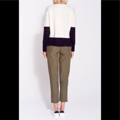 Suéter tejido Sundry holgado blanco y negro corazón en el codo talla 1 (S) nuevo con etiquetas $195 Foto 1 de 4