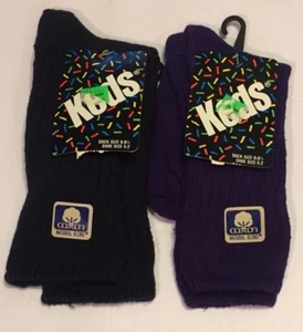 Vtg Keds Youth Socks 2 Pair New 1982 Size 6-8.5 Shoe Sz 5-2 Black Purple USA - Picture 1 of 5