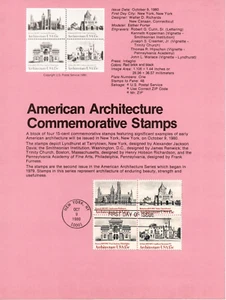 USPS FDC Souvenir Sheet American Architecture Block Of 4 Scott #1841A - Picture 1 of 3