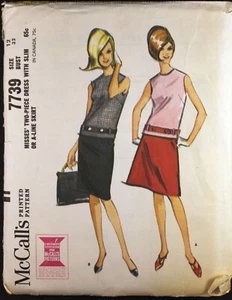 Vestidos o faldas McCall's 7739 1965 de colección patrón de costura talla 12 busto 32 - Imagen 1 de 2