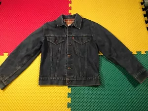 Levis 70705-0918 Flannel Lined Denim Trucker Jacket Boys Size 16 Made in USA - Picture 1 of 14