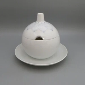 Rosenthal Ballet Lotus, Blue/Grey no Trim - Gravy Sauce Boat & Fixed Underplate - Picture 1 of 12