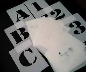 approx 4 inches / 10cm HEIGHT ARMY STYLE STENCILS Alphabet Letters and Numbers - Picture 1 of 45