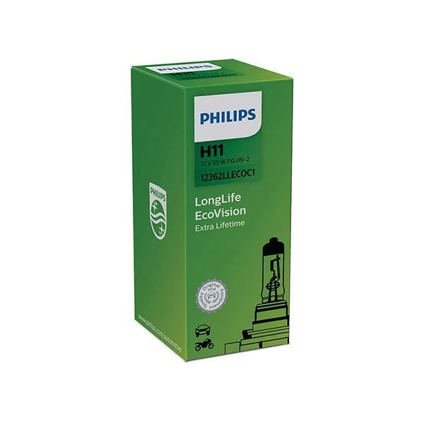 1x H11 PHILIPS LongLife 12V 55W 12362LLECOC1 Headlamp EcoVision - Изображение 1 из 2