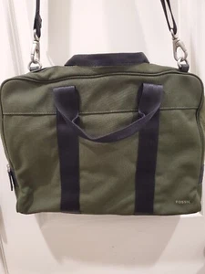 FOSSIL MERCER OLIVE+BLACK NYLON,ZIP MEN'S WORK BRIEFCASE,CROSS BODY,BAG - Picture 1 of 5